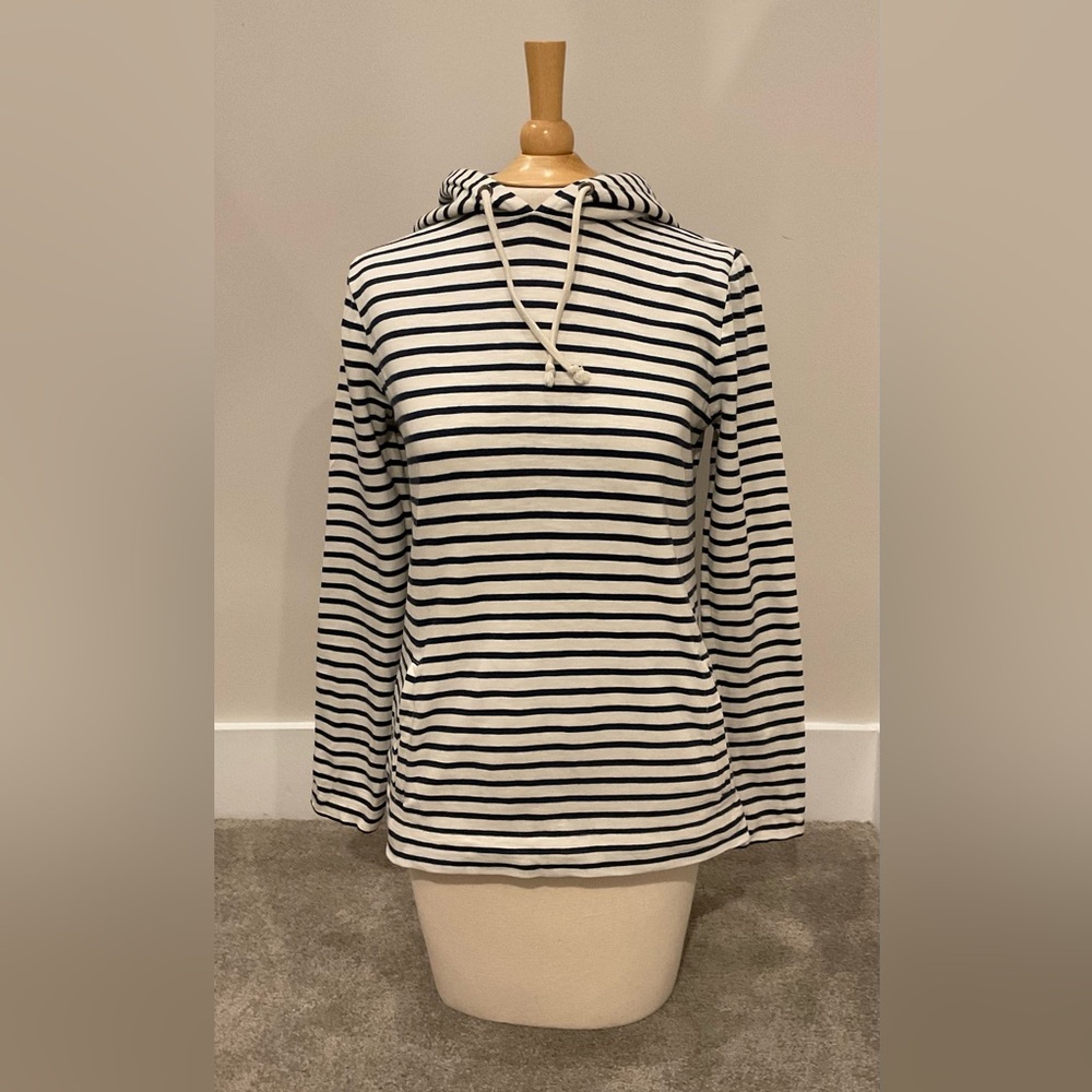 J. Crew Striped Cotton Hoodie, Navy/White Size XXS